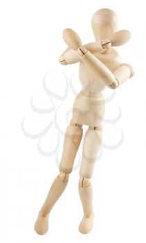 Royalty Free Photo of a Scared Wooden Mannequin