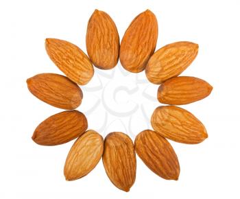 Royalty Free Photo of a Circular Pattern of Almonds