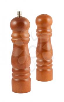 Royalty Free Photo of a Wooden Pepper and Salt Grinders