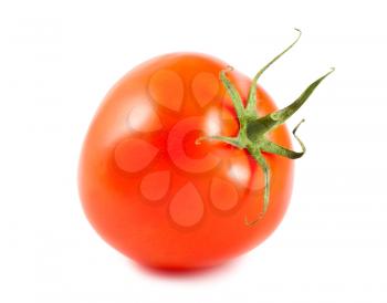 Single red tomato isolated on white background
