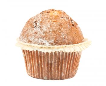 Single fresh muffin isolated on a white background