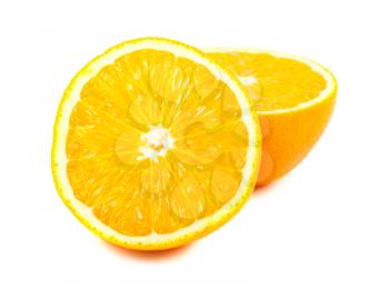 Sliced ripe orange fruit  isolated on white background