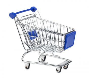 Empty shopping cart isolated on white background