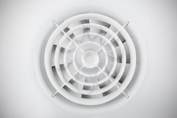 Round white plastic grille with air fan
