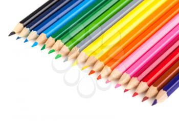 Different color pencils isolated on white background