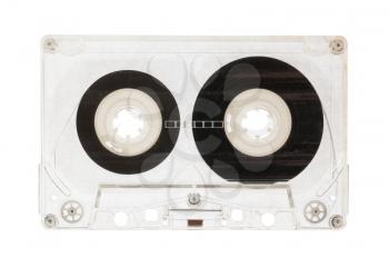 Audio cassette top view isolated on a white background