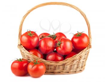 Royalty Free Photo of a Collection of Ripe Tomatoes in a Basket