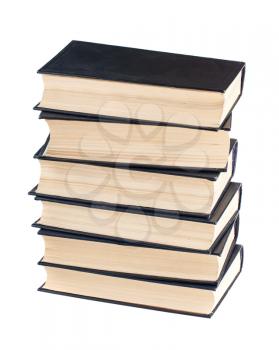 Six black books in stack isolated on white background