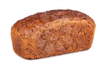 Loaf of fresh rye bread isolated on white background