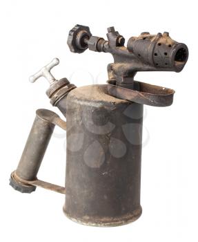 Vintage old blowtorch isolated on white background