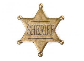 Vintage sheriff star badge isolated on white background