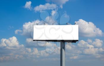 Blank billboard on blue sky with clouds for your advertisement 