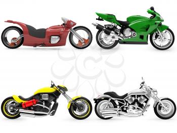 Royalty Free Clipart Image of Motorcycles
