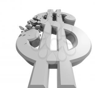 Royalty Free Clipart Image of a Damaged Dollar Sign