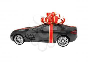 Royalty Free Clipart Image of a Car in a Bow