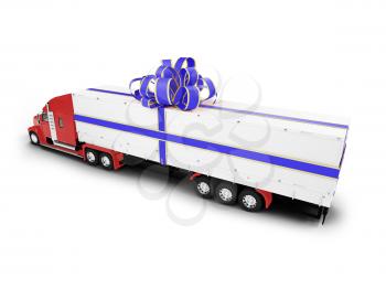 Royalty Free Clipart Image of a Truck in a Bow