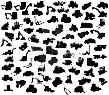 Royalty Free Clipart Image of Construction Truck Silhouettes