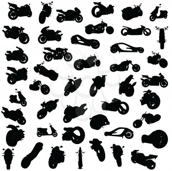 Royalty Free Clipart Image of Motorcycle Silhoettes