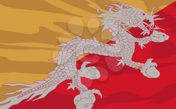 Royalty Free Clipart Image of the Flag of Bhutan