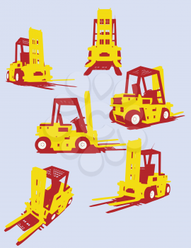 Royalty Free Clipart Image of Forklifts