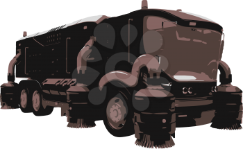 Royalty Free Clipart Image of a Cleaner Truck