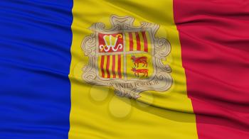 Closeup Andorra Flag, Waving in the Wind, High Resolution