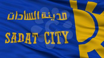 Sadat City Flag, Country Egypt, Closeup View, 3D Rendering