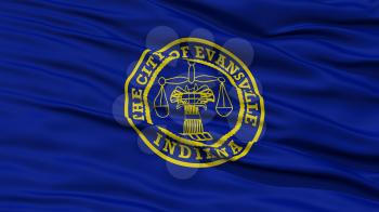 Closeup of Evansville City Flag, Waving in the Wind, Indiana State, United States of America