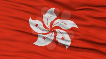 Closeup Hong Kong Flag, Waving in the Wind, High Resolution