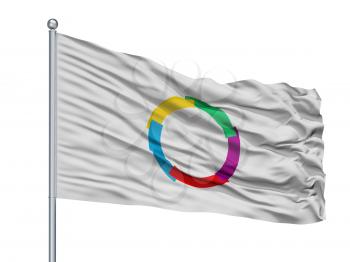 La Francophonie Flag On Flagpole, Isolated On White Background, 3D Rendering