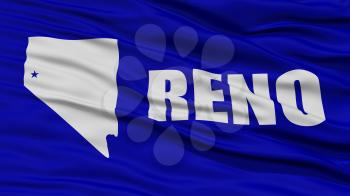 Closeup of Reno City Flag, Waving in the Wind, Nevada State, United States of America