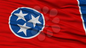 Closeup Tennessee Flag on Flagpole, USA state, Waving in the Wind, High Resolution