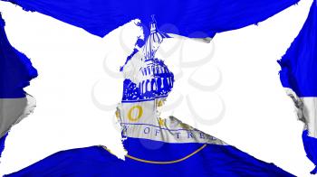 Destroyed Boise city, capital of Idaho state flag, white background, 3d rendering