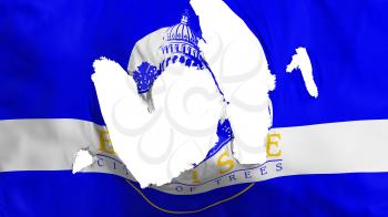 Ragged Boise city, capital of Idaho state flag, white background, 3d rendering