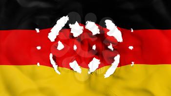 Germany flag with a small holes, white background, 3d rendering