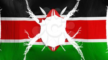 Kenya flag with a hole, white background, 3d rendering