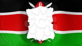 Square hole in the Kenya flag, white background, 3d rendering