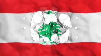 Holes in Lebanon flag, white background, 3d rendering