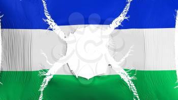 Lesotho flag with a hole, white background, 3d rendering