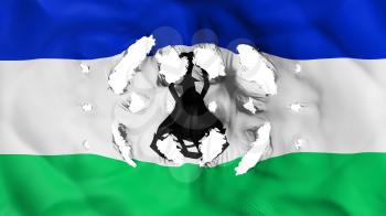 Lesotho flag with a small holes, white background, 3d rendering