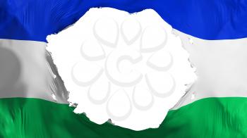 Broken Lesotho flag, white background, 3d rendering