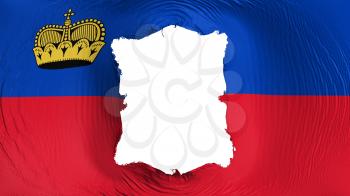 Square hole in the Principality of Liechtenstein flag, white background, 3d rendering