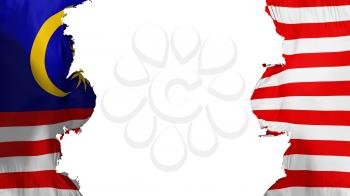 Blasted Malaysia flag, against white background, 3d rendering