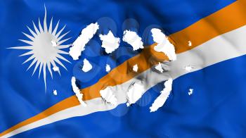 Marshall Islands flag with a small holes, white background, 3d rendering