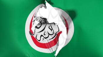 Damaged Organisation of Islamic Cooperation flag, white background, 3d rendering