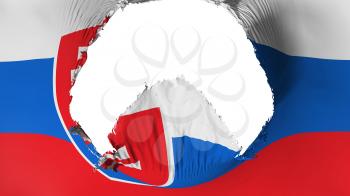 Big hole in Slovakia flag, white background, 3d rendering