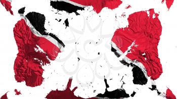 Scattered Trinidad and Tobago flag, white background, 3d rendering