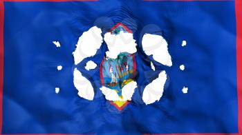Holes in Guam state flag, white background, 3d rendering