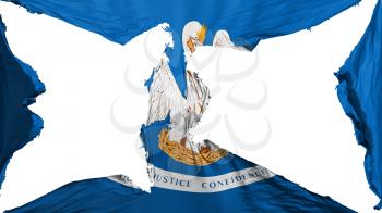 Destroyed Louisiana state flag, white background, 3d rendering