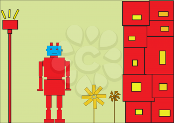 Royalty Free Clipart Image of a Red Robot